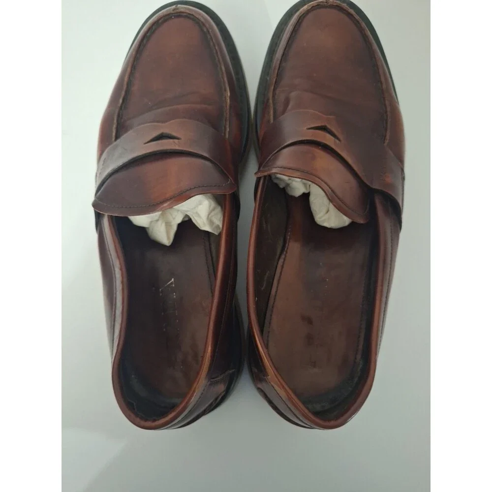 PRADA Mens Leather Loafers Sz 9.5 Brown Chunky Preppy Vintage Y2K School Teacher